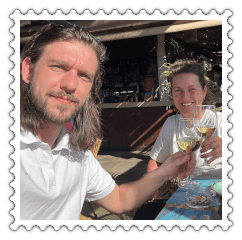Sylvia & Jonathan celebrate their house purchase with wine
