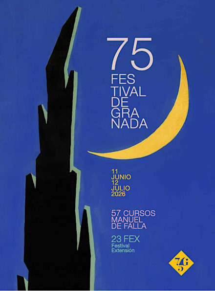 Affiche van het 75 Festival Granada 2026 in nachtblauw