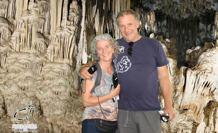 Photo of Sonja and Rene in the Cueva de Nerja the Sala de la Cascada