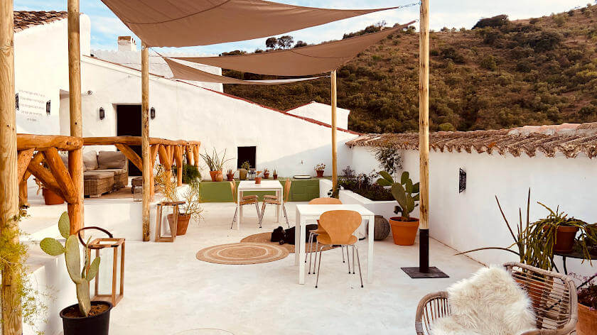 Terrace of the restaurant Finca Elements near Comares