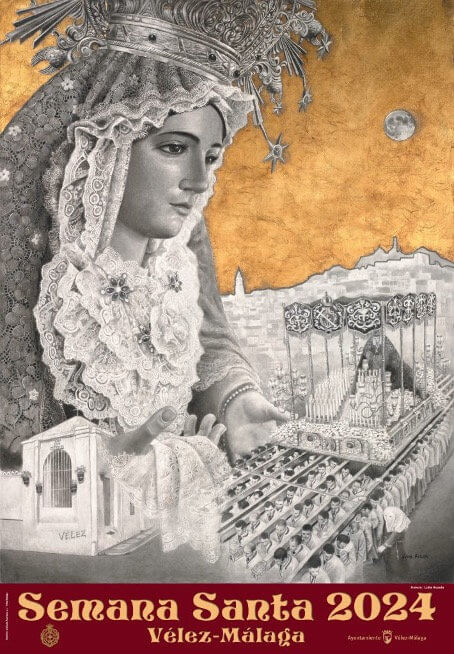 Poster Semana Santa 2024 in Velez-Málaga with the image of Maria