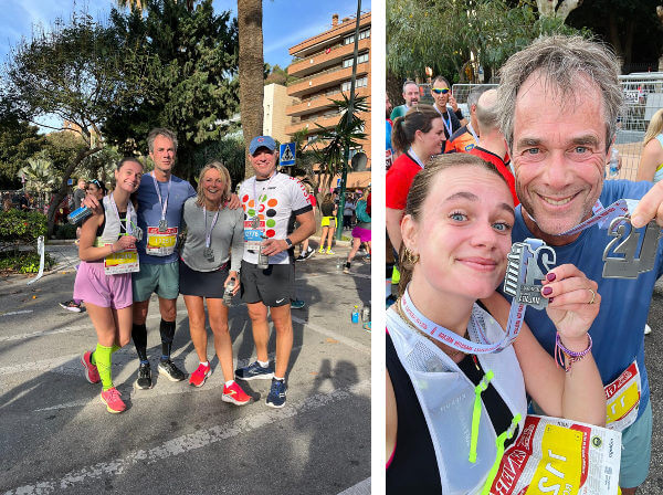 Halbmarathon-Teilnehmer beim Finale mit Medaille