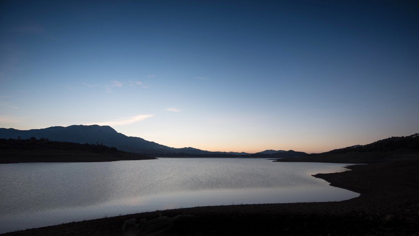 La Vinuela reservoir at sunrise