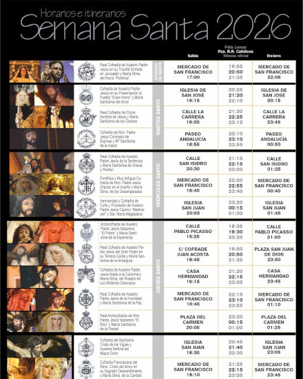 Schedules and itineraries Semana Santa Vélez-Málaga 2026