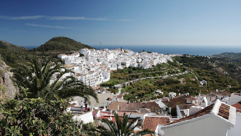 Frigiliana in the hills of Axarquia with views of the Costa del Sol on the Mediterranean Sea