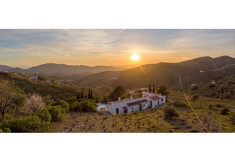 Photo of Finca La Cencerra for sale in the hills of the Axarquia in the sunset