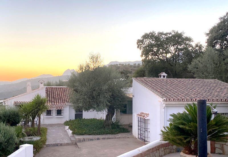 Cortijo Bucefalo in the sunset with old and modern part