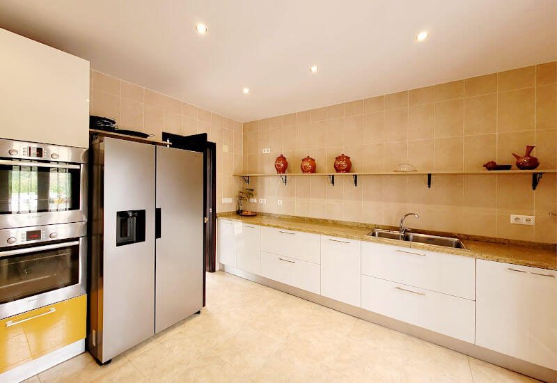 A kitchen with a lot of working space