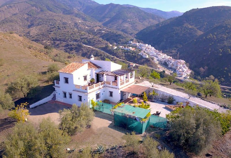 View from Finca Ladera of the Axarquía and the white village of Salares