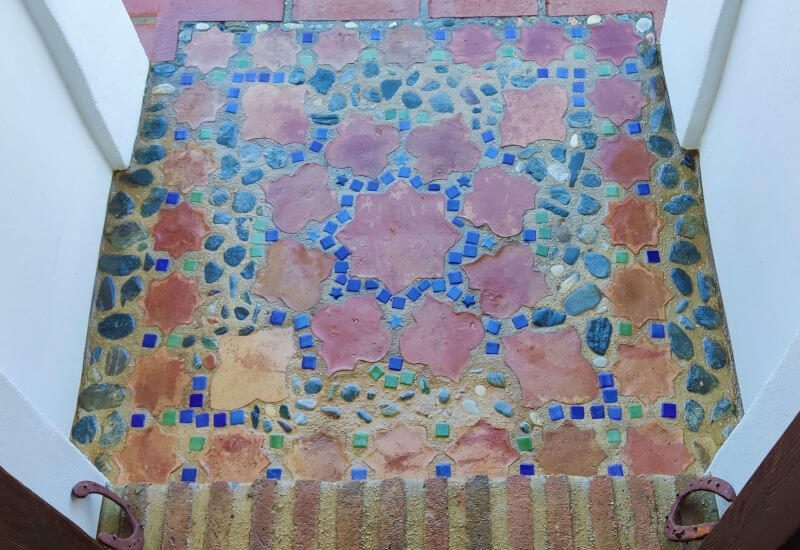 Arabic style tiles are in the entrance