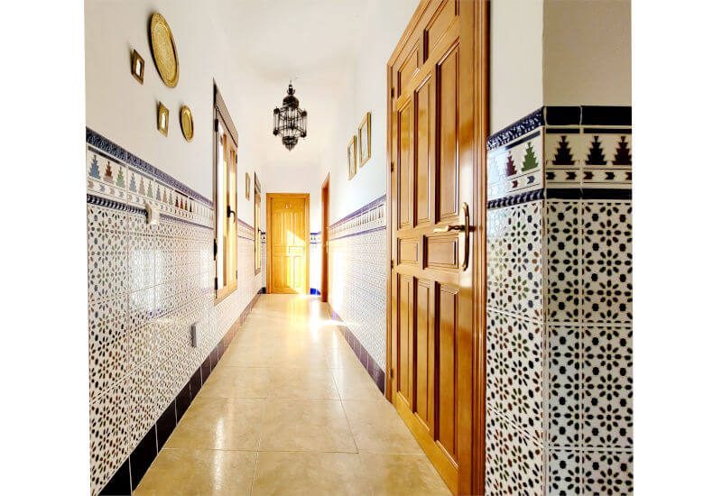 Long light corridor with windows