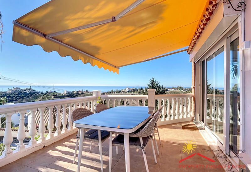 Large terrace of the main house with a view of the Mediterranean Sea