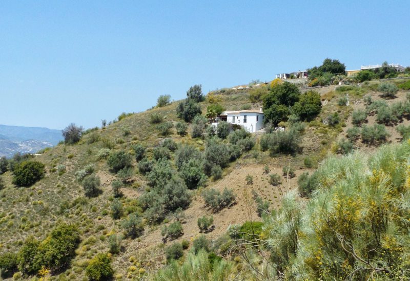 Foto van het landschap en de heuvel van Casa Chumbo