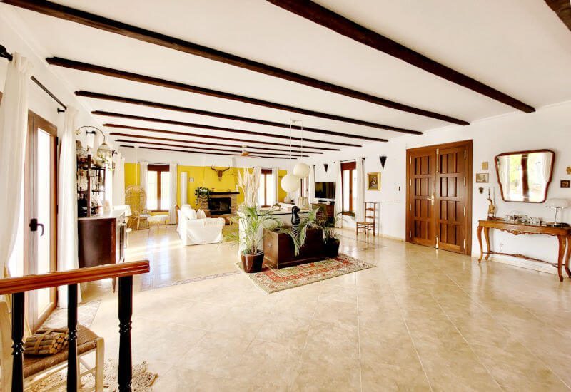 The living room in the main house is very spacious