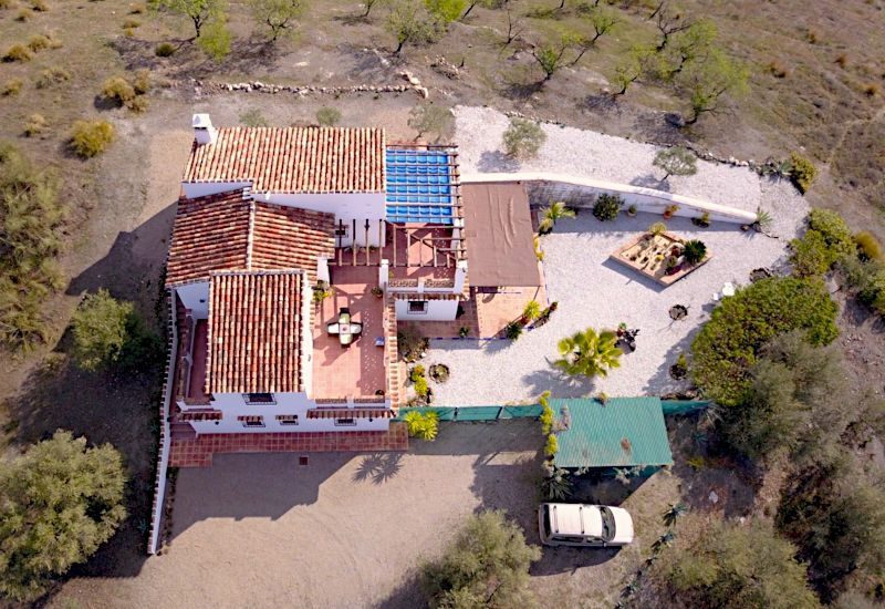 Drone view from above Finca Ladera.