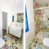 Badkamer 3 is direct bij de entree, heeft een douche en toilet en mooie kleurrijke moderne tegels.